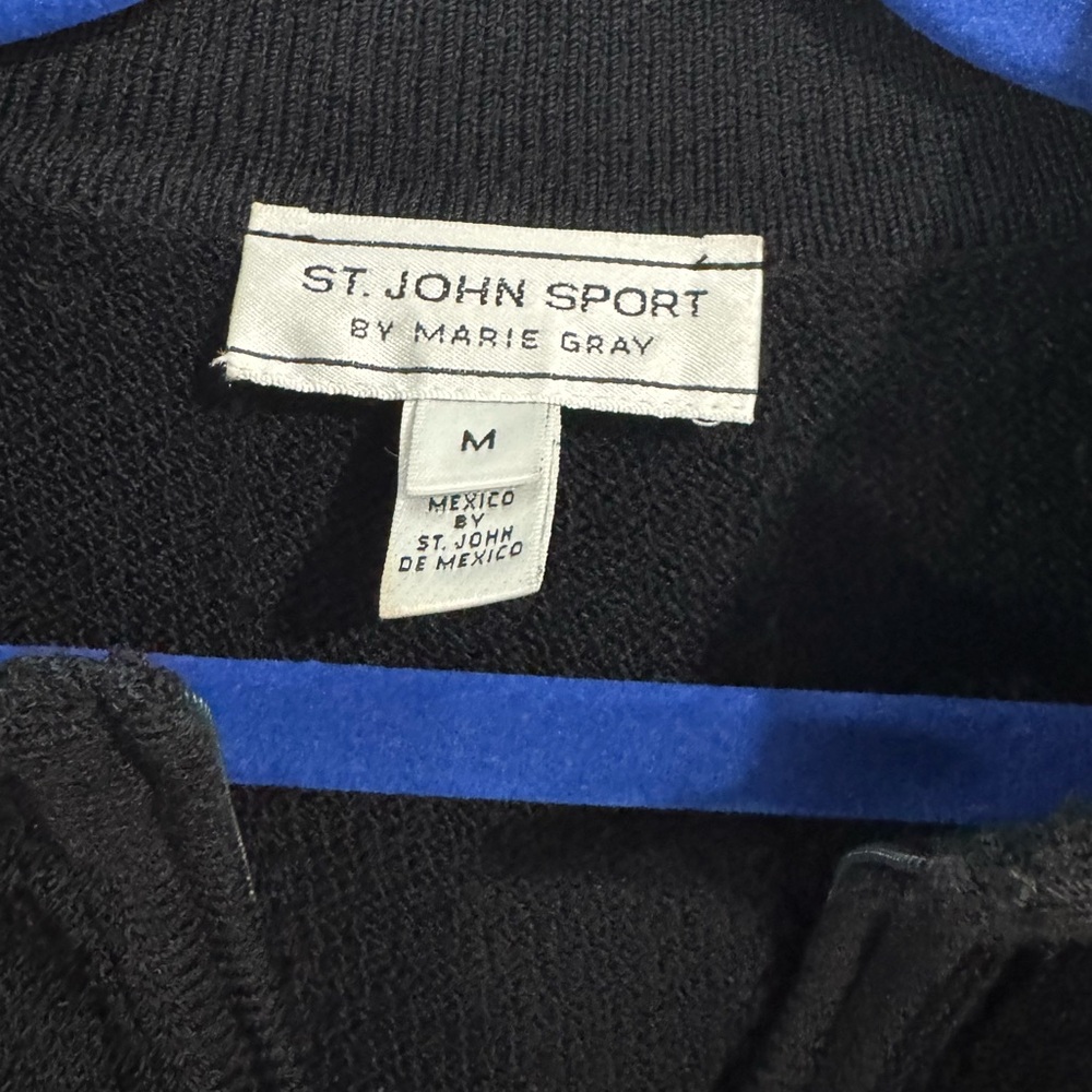 St. John Sport by Marie Gray Black Ribbed Full Zip Sweater Womens Size M - Picture 3 of 3